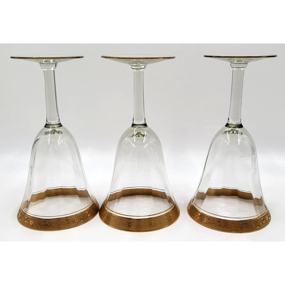 Tiffin Franciscan Minton Gold Rim Water Goblet Wine Glass 22K Gold Trim Set of 3 - Picture 4 of 8